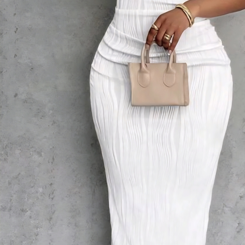 Elegant White Pleated Dress